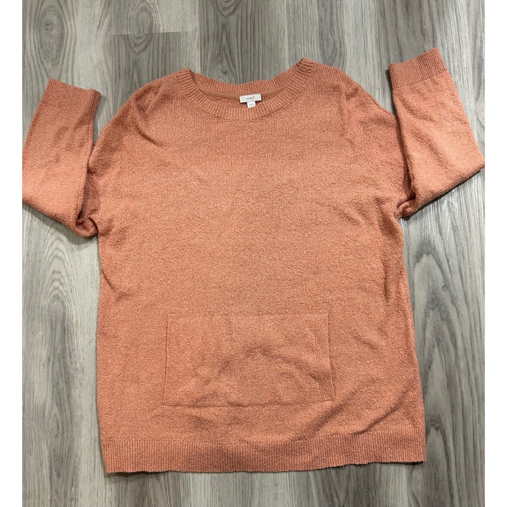 Pure Jill Sweater Coral Pink Crew Neck Large muted comfy soft preppy  resortcore
